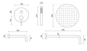 REA REA - Sprchový set s batériou 150mm Lungo kartáčované zlato + BOX REA-P6609