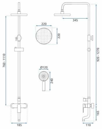 REA REA - Sprchový set s batériou 150mm VERSO čierna REA-P9145