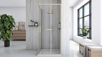 REA - Sprchovací kút City 80x100 Brush Gold Bez sprchovej vaničky REA-K6445