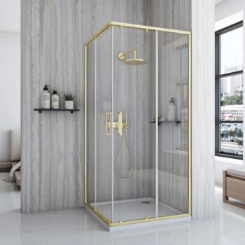 REA - Sprchovací kút City 80x100 Brush Gold Bez sprchovej vaničky REA-K6445