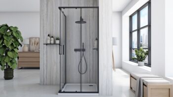 REA - Sprchovací kút City 80x80 Black Bez sprchovej vaničky REA-K6448