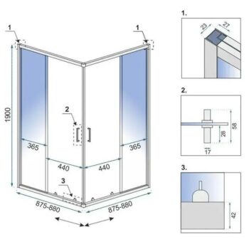 REA - Sprchovací kút City 90x90 Gold Bez sprchovej vaničky REA-K6443