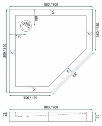 REA - Sprchovací kút DIAMOND 90x90 BRUSH GOLD Bez sprchovej vaničky REA-K6506