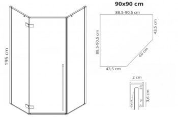 REA - Sprchovací kút DIAMOND 90x90 BRUSH GOLD Bez sprchovej vaničky REA-K6506