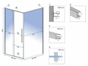 REA - Sprchovací kút SOLAR - zlatý Brush 90x90 Bez sprchovej vaničky REA-K9500