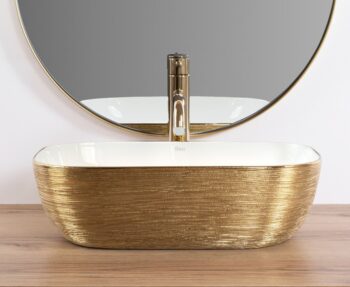 REA - Umývadlo na dosku Belinda White GOLD BRUSH REA-U7422