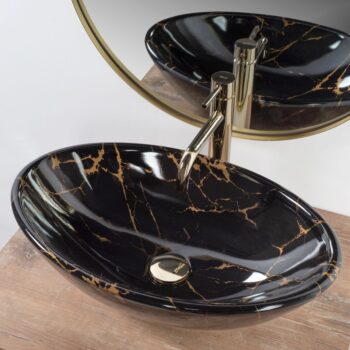 REA - Umývadlo na dosku Pamela Black Marble Shiny REA-U5067