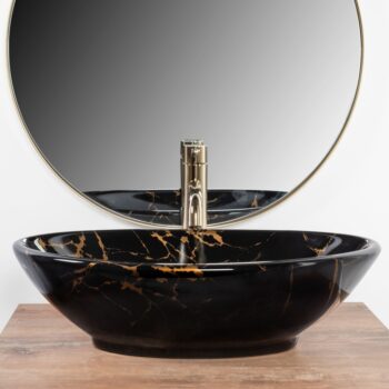REA - Umývadlo na dosku Pamela Black Marble Shiny REA-U5067