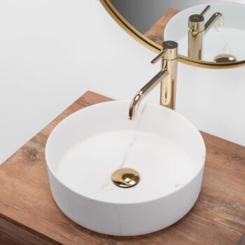 REA - Umývadlo na dosku Sami Marble 36x36 biela REA-U8703