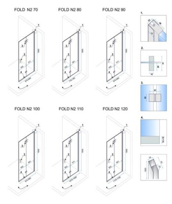 REA/S - Skladací sprchovací kút FOLD N2 80x80 KPL-K7443