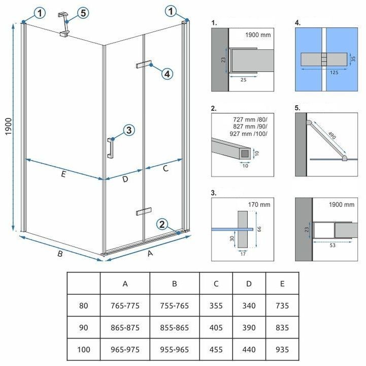 REA/S - Sprchová kabína Molier Chrom 90x80 KPL-K1539 REA/S - Sprchová kabína Molier Chrom 90x80 KPL-K1539