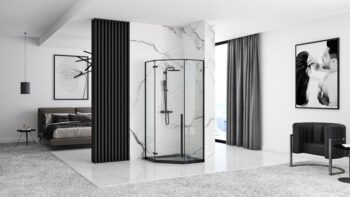 REA/S - Sprchovací kút DIAMOND 80x80 - čierna matná So sprchovou vaničkou Diamond KPL-06900