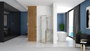 REA/S - Sprchovací kút DIAMOND 90x90 - zlatá So sprchovou vaničkou Diamond KPL-04904