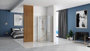 REA/S - Sprchovací kút DIAMOND 90x90 - zlatá So sprchovou vaničkou Diamond KPL-04904