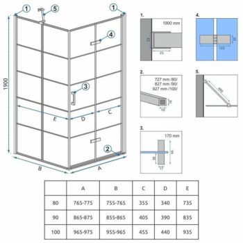 REA/S - Sprchovací kút MOLIER 80x90 KPL-K0537
