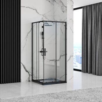 REA/S - Sprchovací kút PUNTO 80x80 - čierny So sprchovou vaničkou Savoy black KPL-K1013