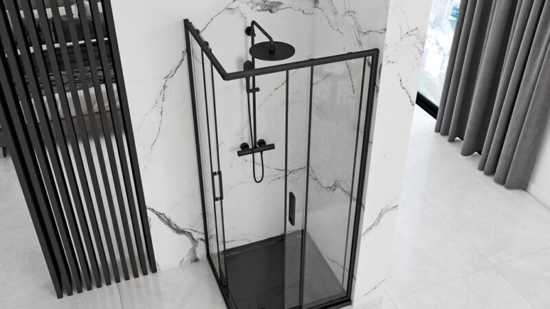 REA/S - Sprchovací kút PUNTO 80x80 - čierny So sprchovou vaničkou Savoy black KPL-K1013 REA/S - Sprchovací kút PUNTO 80x80 - čierny So sprchovou vaničkou Savoy black KPL-K1013