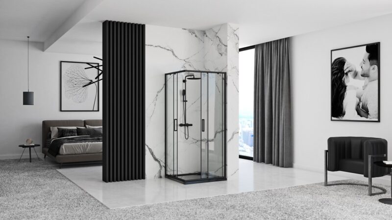 REA/S - Sprchovací kút PUNTO 80x80 - čierny So sprchovou vaničkou Savoy black KPL-K1013 REA/S - Sprchovací kút PUNTO 80x80 - čierny So sprchovou vaničkou Savoy black KPL-K1013