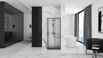 REA/S - Sprchovací kút PUNTO 80x80 - čierny So sprchovou vaničkou Savoy black KPL-K1013