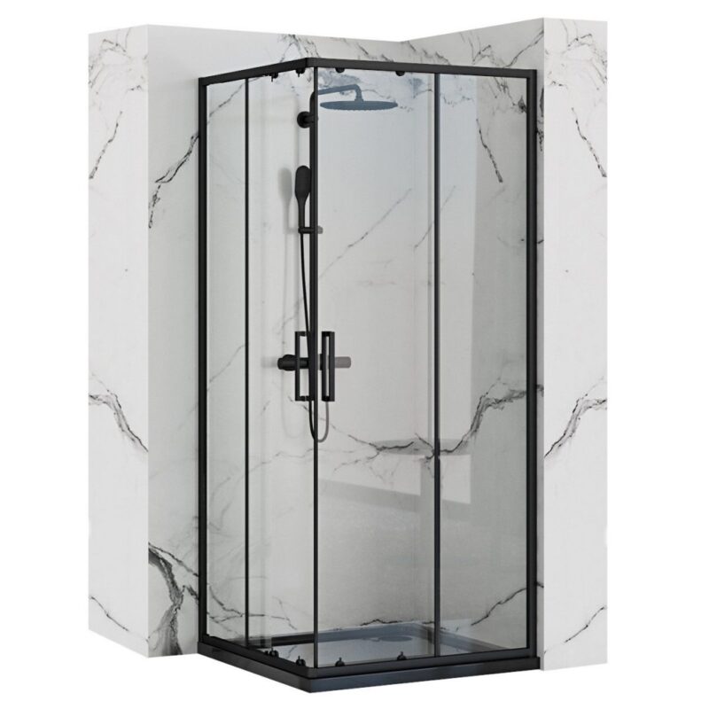 REA/S - Sprchovací kút PUNTO 80x80 - čierny So sprchovou vaničkou Savoy black KPL-K1013 REA/S - Sprchovací kút PUNTO 80x80 - čierny So sprchovou vaničkou Savoy black KPL-K1013