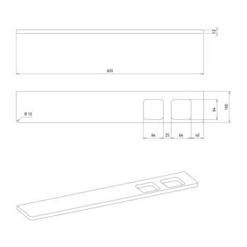 SAPHO - ABELINE polica + 2x pohár, 600, Rockstone, biela mat AE602-0101-01