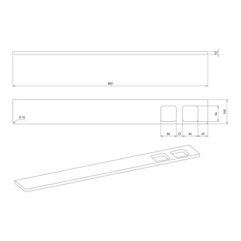SAPHO - ABELINE polica + 2x pohár, 800, Rockstone, biela mat AE802-0101-01