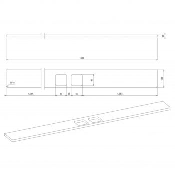 SAPHO - ABELINE polica Rockstone 1000, 2 otvory, biela mat AB102-0101