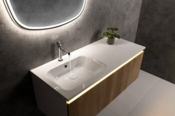 SAPHO - ARECA umývadlo 121x51,5cm, liaty mramor, ľavé, biela AC121L