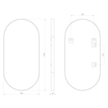 SAPHO - AVONA oválne zrkadlo v ráme 50x100cm, zlatá mat AV500G
