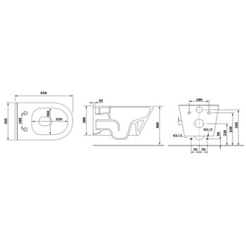 SAPHO - AVVA CLEANWASH závesná WC misa, integrovaná batéria a bidetová spŕška, Rimless, 35,5x53cm, čierna mat 100315-110