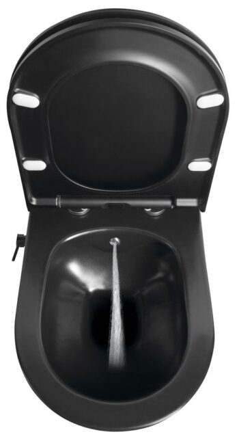 SAPHO - AVVA CLEANWASH závesná WC misa, integrovaná batéria a bidetová spŕška, Rimless, 35,5x53cm, čierna mat 100315-110