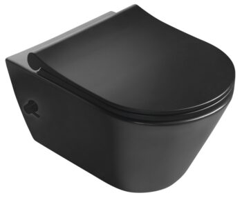 SAPHO - AVVA CLEANWASH závesná WC misa, integrovaná batéria a bidetová spŕška, Rimless, 35,5x53cm, čierna mat 100315-110