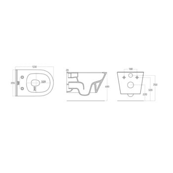 SAPHO - AVVA závesné WC Rimless s podomietkovou nádržkou a tlačidlom Schwab, čierna mat 100314-110-SET5