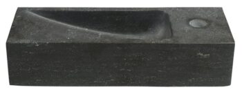 SAPHO - BLOK kamenné umývadlo 38x14cm, batéria vpravo, čierny Antracit 2401-31