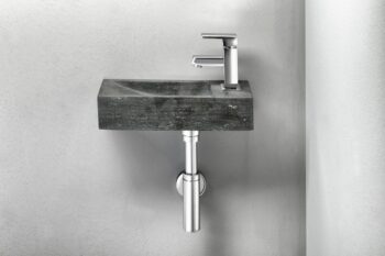 SAPHO - BLOK kamenné umývadlo 38x14cm, batéria vpravo, čierny Antracit 2401-31