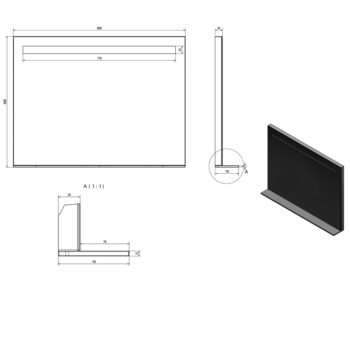 SAPHO - BRETO zrkadlo  s LED osvetlením a policou 80x60,8cm BT080