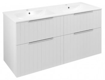 SAPHO - CIRASA STRIP umývadlová skrinka s dvojitým umývadlom 121x66x46cm, biela matná CR121-3131S-21