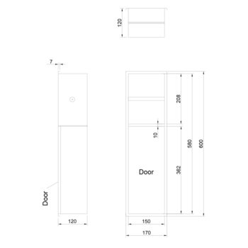 SAPHO - DENBO zapustený držiak na toaletný papier, 600x170, nerezová ocel, gun metal 1301-60B