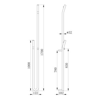 SAPHO - DUOPASSO elektrický sušiak uterákov s časovačom, 122x1700, 45 W, čierna mat ER330