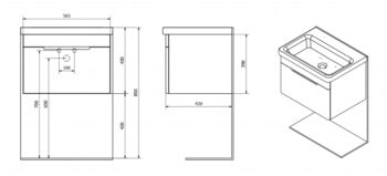 SAPHO - ELLA umývadlová skrinka 56,5x39x43cm s umývadlom CITY, biela (70060) EL060-3030-01