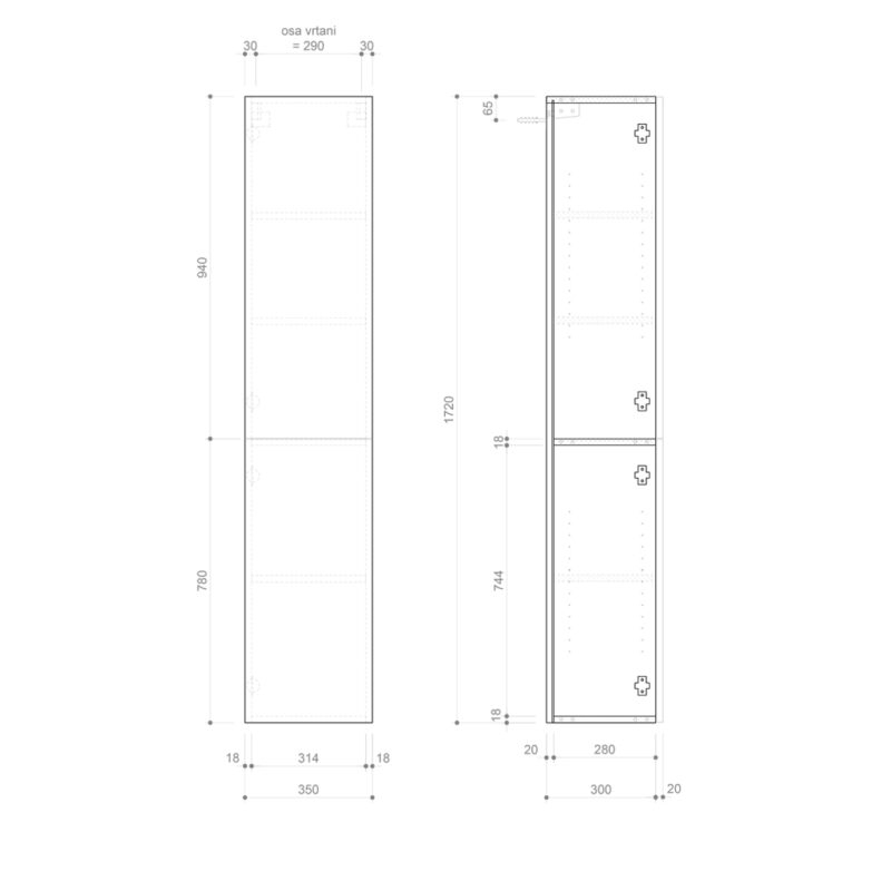 SAPHO - ESPACE skrinka 35x172x32cm, 2x dvierka, ľavá/pravá, siena strip ESC230-4242S SAPHO - ESPACE skrinka 35x172x32cm, 2x dvierka, ľavá/pravá, siena strip ESC230-4242S