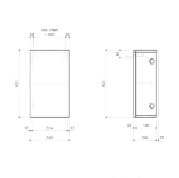 SAPHO - ESPACE skrinka 35x60x22cm, 1x dvierka, ľavá/pravá, dub Alabama ESC430-2222