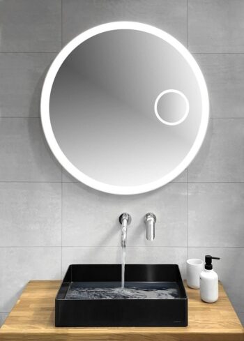 SAPHO - FLOAT okrúhle LED podsvietené zrkadlo, ø 90cm, kozm.zrkadlo, IR senzor, 3500-6500°K, biely FT900