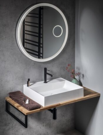 SAPHO - FLOAT okrúhle LED podsvietené zrkadlo, ø 90cm, kozm.zrkadlo, IR senzor, 3500-6500°K, biely FT900