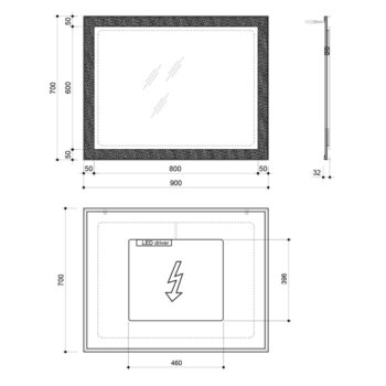SAPHO - FLUT LED podsvietené zrkadlo 90x70cm, biela FT090
