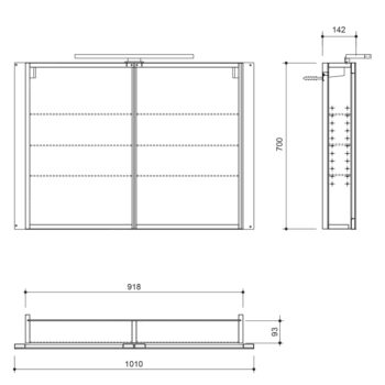 SAPHO - GRETA galérka s LED osvetlením, 101x70x14cm, čierna mat GR105-0035