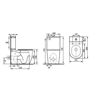 SAPHO - INFINITY RIMLESS WC kombi misa s nádržkou, spodný/zadný odpad, biela PC105WR