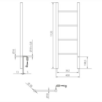 SAPHO - KARBO elektrický sušiak uterákov, guľatý, 400x1120, 87 W, čierna mat KB904