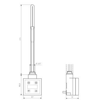SAPHO - KTX vykurovacia tyč s termostatom, 600 W, čierny mat KTX-B-600