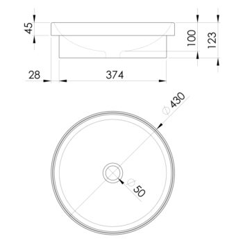 SAPHO - Keramické umývadlo zápustné, priemer 43cm, biela 3041
